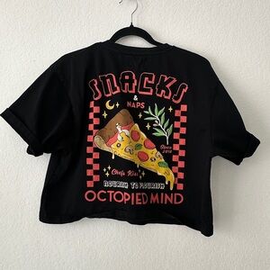 Octopied Mind “Snacks & Naps” Pizza Crop Tee | Size XL | Indie Streetwear